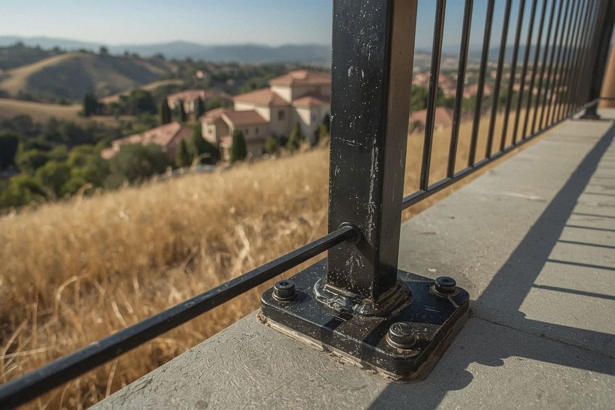 Structural post anchorage on a code-compliant deck guardrail