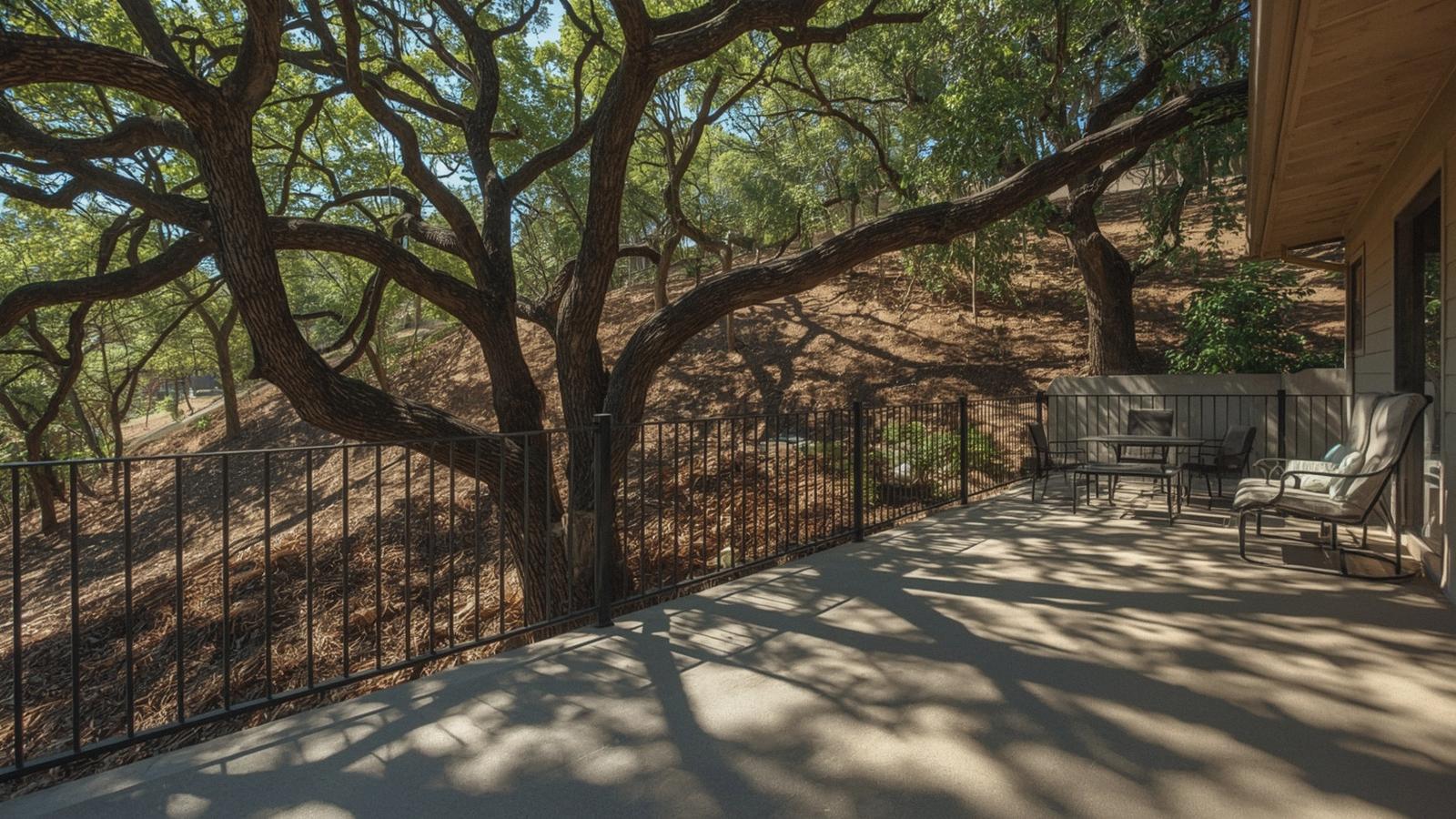 Metal deck and balcony railing on an Alamo home